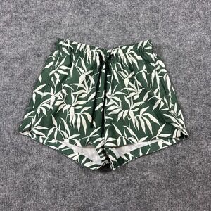 H&M Patterned Swim Shorts Men Small Green White Leaf Print Mesh Lined Drawstring